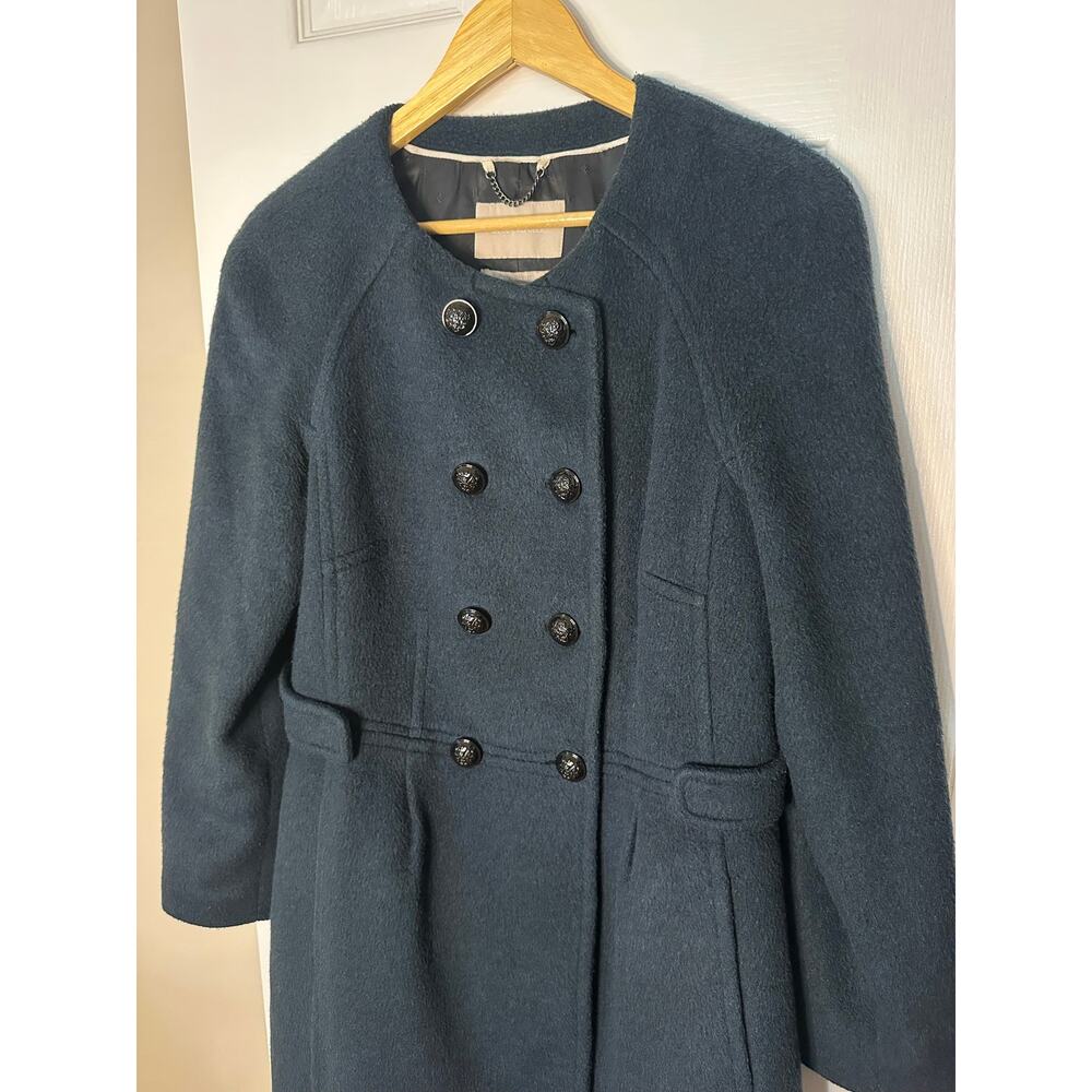 Banana Republic Blue Wool Coat Long Double Breasted Old Money Quiet Luxury M - Picture 3 of 6